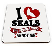 I Love Seals It's People That Annoy Me Funny Novelty Glossy Mug Coaster