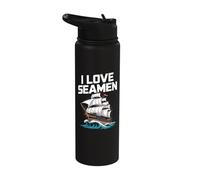 I Love Seamen Nautical Enthusiast Design Stainless Steel Insulated Water Bottle