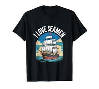 I Love Seamen Nautical Ship Art Value Graphic T-Shirt, Men, Black, M