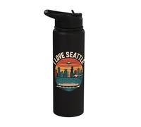 I Love Seattle Iconic Space Needle Skyline Stainless Steel Insulated Water Bottle