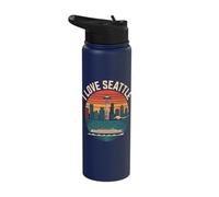 I Love Seattle Iconic Space Needle Skyline Stainless Steel Insulated Water Bottle