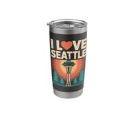 I Love Seattle Space Needle Trees Sunset Stainless Steel Insulated Tumbler