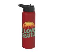 I Love Seattle Vintage Urban Skyline Design Stainless Steel Insulated Water Bottle