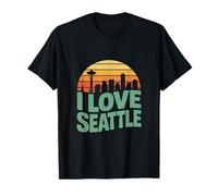 I Love Seattle Vintage Urban Skyline Design T-Shirt