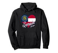I Love Senoia Georgia State Flag in Heart Novelty Graphic Pullover Hoodie