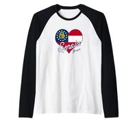 I Love Senoia Georgia State Flag in Heart Novelty Graphic Raglan Baseball Tee