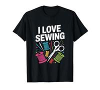 I Love Sewing Colorful Threads Needles Scissors Value Graphic T-Shirt, Men, Black, L