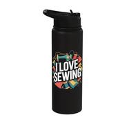 I Love Sewing Embroidery Pattern Threads Stainless Steel Insulated Water Bottle
