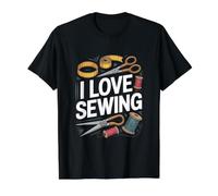I Love Sewing Enthusiast Delight Value Graphic T-Shirt, Men, Black, L