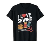 I Love Sewing Heart Craft Thread Scissors Value Graphic T-Shirt, Men, Black, XL