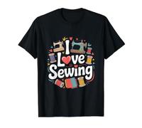 I Love Sewing Sewing Machines Thread Spools Value Graphic T-Shirt, Men, Black, S