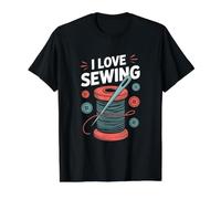 I Love Sewing Thread Needle Hobby Passion Value Graphic T-Shirt, Men, Black, S