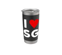 I Love SG Initials First Last Name Personalised Red Heart Stainless Steel Insulated Tumbler