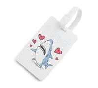 I Love Sharks Luggage Tag for Suitcase Cute ID Tags Travel Baggage Identifier Labels White-Style