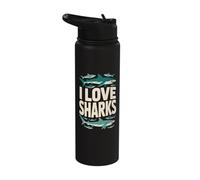 I Love Sharks Marine Life Passion Stainless Steel Insulated Water Bottle