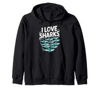 I Love Sharks Ocean Animal Enthusiasts Zip Hoodie