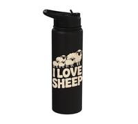 I Love Sheep Cute Pastoral Design Stainless Steel Insulated Water Bottle