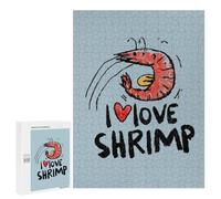 I Love Shrimp Funny Wooden Picture Vertical Version Puzzle Wood Jigsaw Creative Gift for Adults And Family Game