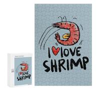 I Love Shrimp Funny Wooden Picture Vertical Version Puzzle Wood Jigsaw Creative Gift for Adults And Family Game