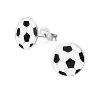 I love silver jewellery Sterling Silver Football Stud Earrings - Hypoallergenic Kids Sports Jewellery, Secure Butterfly Backs