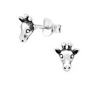I love silver jewellery Sterling Silver Giraffe Stud Earrings - Cute Animal Studs for Women & Girls
