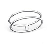 I love silver jewellery Sterling Silver Midi Ring - Open Double Band Knuckle Ring, 925 Stamped, Minimalist Stacking Jewellery (Size G)