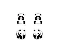 I love silver jewellery Sterling Silver Panda Earrings Set for Girls & Women - 2 Pairs of Adorable Enamel Studs