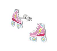 I love silver jewellery Sterling Silver Roller Skate Stud Earrings - Pink Enamel 90s Retro Style, Hypoallergenic Earrings for Girls, Teens & fun-loving adults