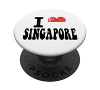 I Love SINGAPORE Heart Flag Retro Travel Souvenir PopSockets Adhesive PopGrip