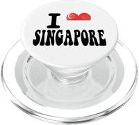 I Love SINGAPORE Heart Flag Retro Travel Souvenir PopSockets PopGrip for MagSafe