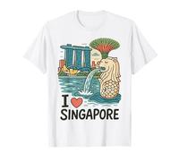 I Love Singapore Merlion Marina Skyline Design T-Shirt