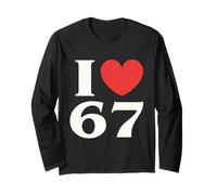 I Love SIX Seven Classic 67 Meme 67th Birthday Anniversary Long Sleeve T-Shirt