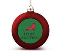 I Love Skating Christmas Ball Ornaments 1.6 Inch Shatterproof Red Xmas Tree Decorations for Holiday Wedding Party Decor