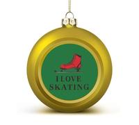 I Love Skating Christmas Ball Ornaments 1.6 Inch Shatterproof Red Xmas Tree Decorations for Holiday Wedding Party Decor