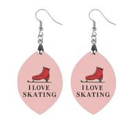 I Love Skating Classic Wooden Earrings Featherlight Artistic Pendant Earring Hooks Vintage Jewelry for Women