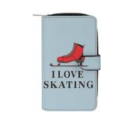 I Love Skating PU Leather Wallet Cloth with 12 Card Holder Handbag Long Clutch for Men Women