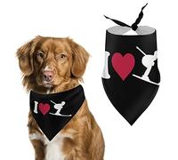 I Love Ski Dog Bandanas Triangle Dog Bibs Cute Pet Scarf Kerchief for Small Medium Large Pet