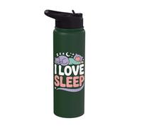 I Love Sleep Cat Pillow Moon Stars Stainless Steel Insulated Water Bottle