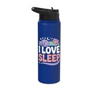 I Love Sleep Cat Pillow Moon Stars Stainless Steel Insulated Water Bottle