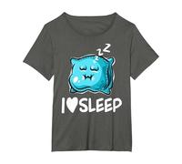 I Love Sleep Pillow Lazy People Sleeping Procrastinator T-Shirt, Women's Plus, Asphalt Grey, 6X