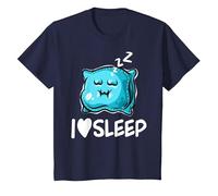 I Love Sleep Pillow Lazy People Sleeping Procrastinator T-Shirt, Youth, Navy Blue, Small