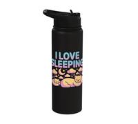 I Love Sleeping Cute Cats Moon Clouds Stars Stainless Steel Insulated Water Bottle
