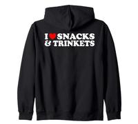 I Love Snacks and Trinkets Funny Cute Favorite Things Heart Zip Hoodie