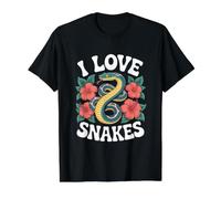 I Love Snakes Hibiscus Serpent Style Value Graphic T-Shirt, Men, Black, XL