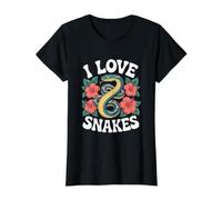 I Love Snakes Hibiscus Serpent Style Value Graphic T-Shirt, Women, Black, XL