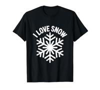 I Love Snow Winter Enthusiast Statement Value Graphic T-Shirt, Men, Black, S