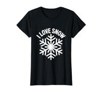 I Love Snow Winter Enthusiast Statement Value Graphic T-Shirt, Women, Black, M