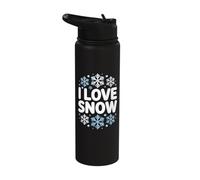 I Love Snow Winter Snowflake Fun Stainless Steel Insulated Water Bottle