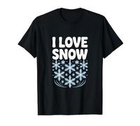 I Love Snow Winter Wonderland Snowflakes Value Graphic T-Shirt, Men, Black, L