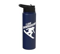 I Love Snowboarding Silhouette Enthusiast Stainless Steel Insulated Water Bottle